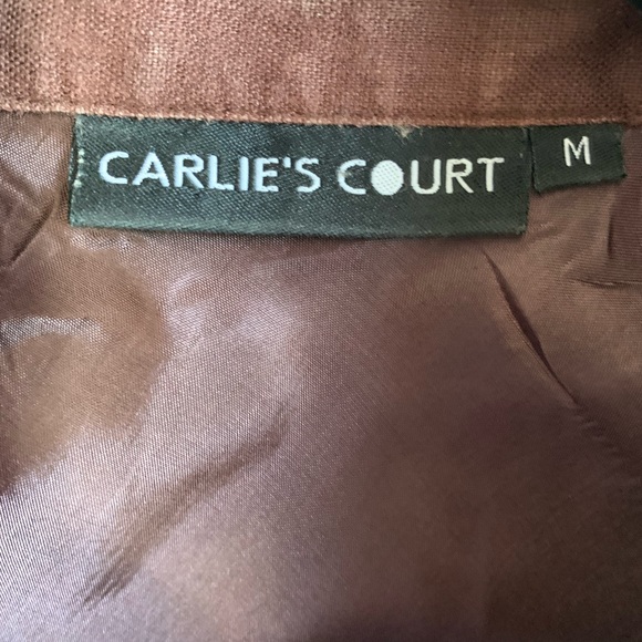 Carlie’s Court | Medium| 100% Linen | Brown sleeveless v-neck collar midi dress - Picture 5 of 6